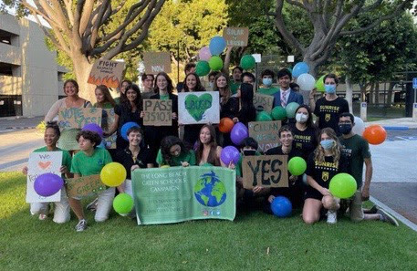 Photo of: The members of the Long Beach Green Schools Campaign after policy 3510.1 was passed.
Photo Courtesy: Shared by Diana Michaelson