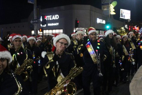 The Millikan Marching band at the Belmont Shore Christmas Parade.