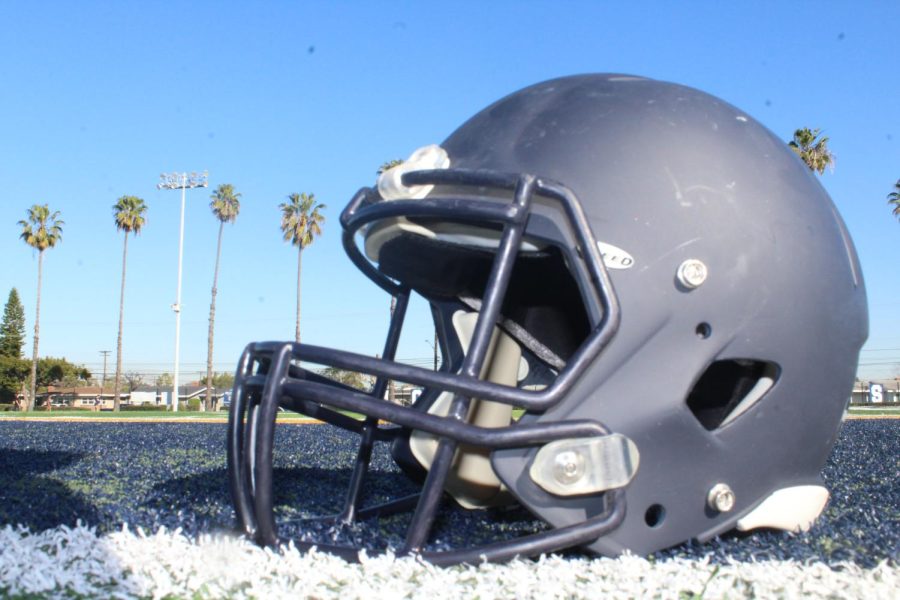 Photo of protective helmet for football at Dehaven Stadium 