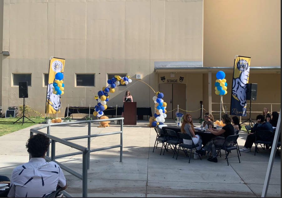 The 2021-2022 COMPASS Senior Awards Night, taking place in Emo Alley. PHOTO CREDIT Ms. Sanchez