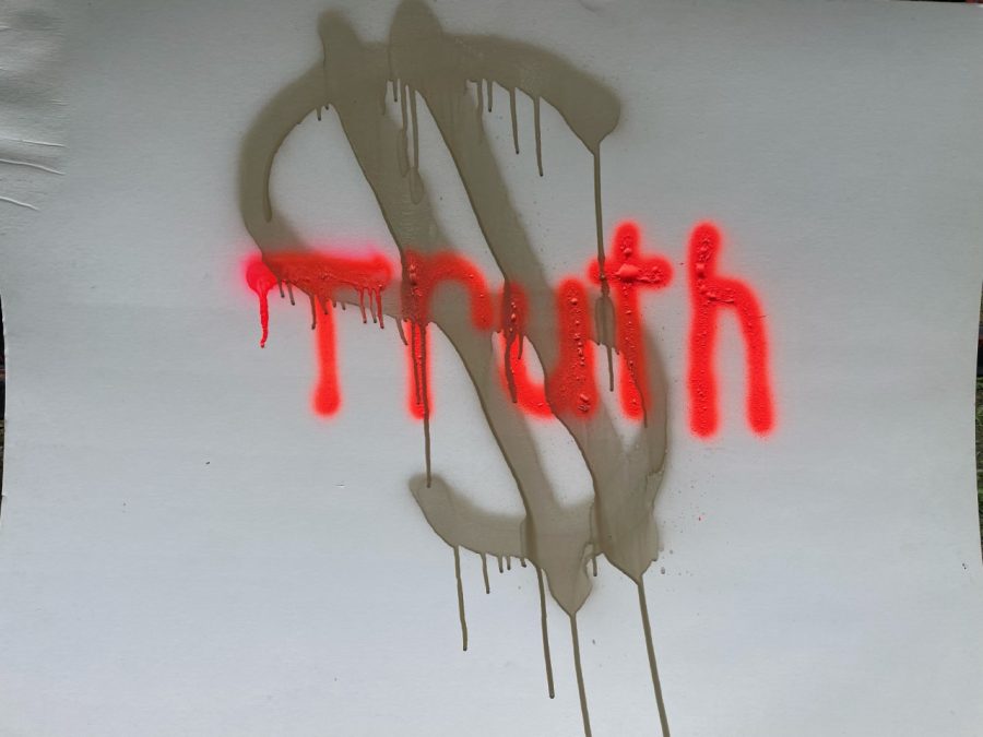 Photo of money sign covering the truth