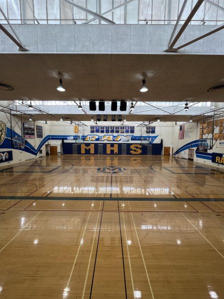 Photo of the basketball court in the big gym.