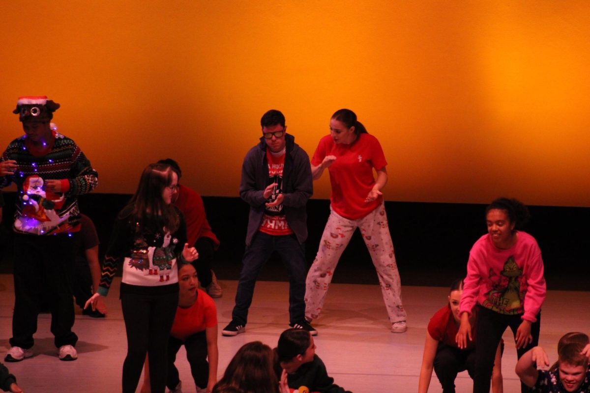 Photo of Rams Without Limits with Angelina Del Gaudio during their winter assembly performance.