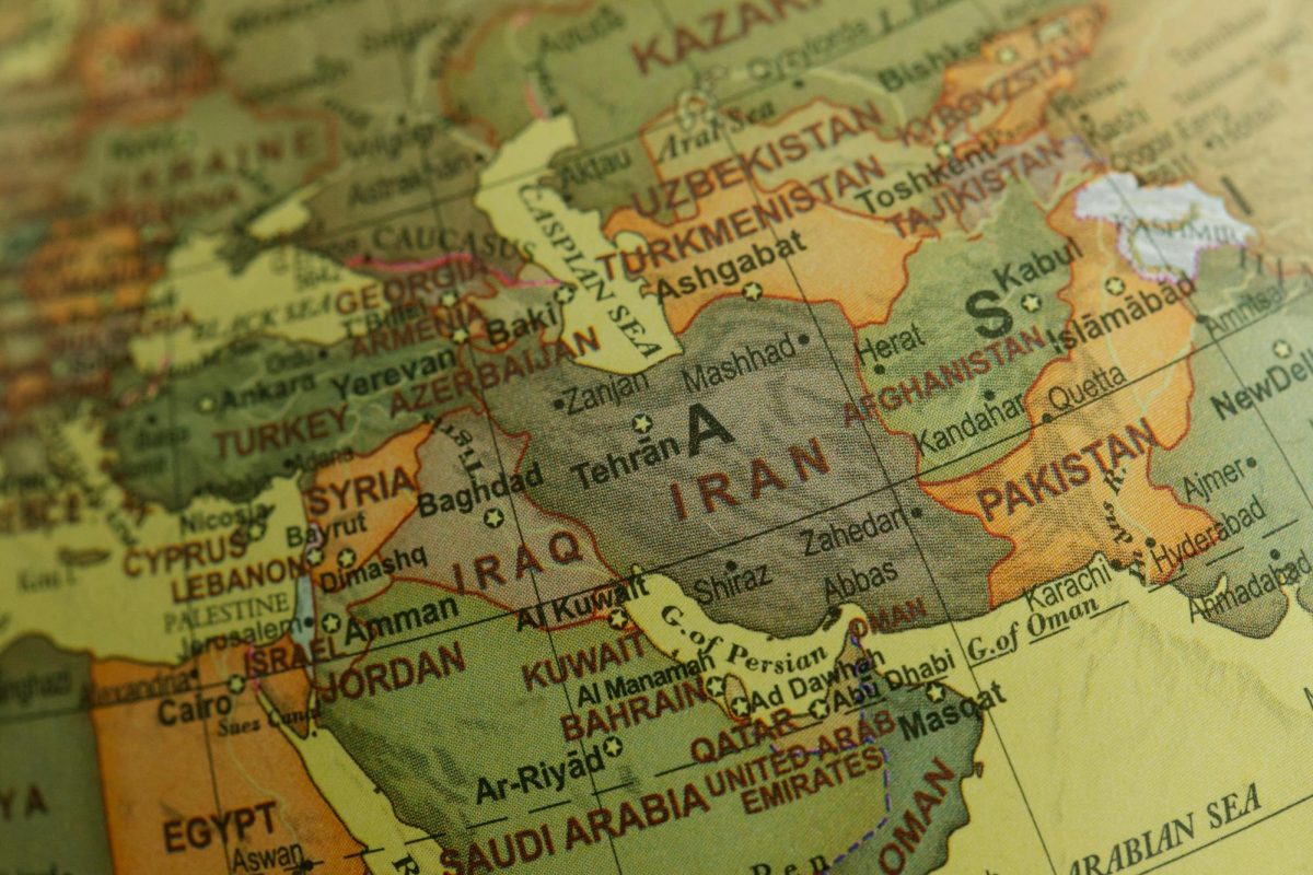 Photo of Iran on a Map.