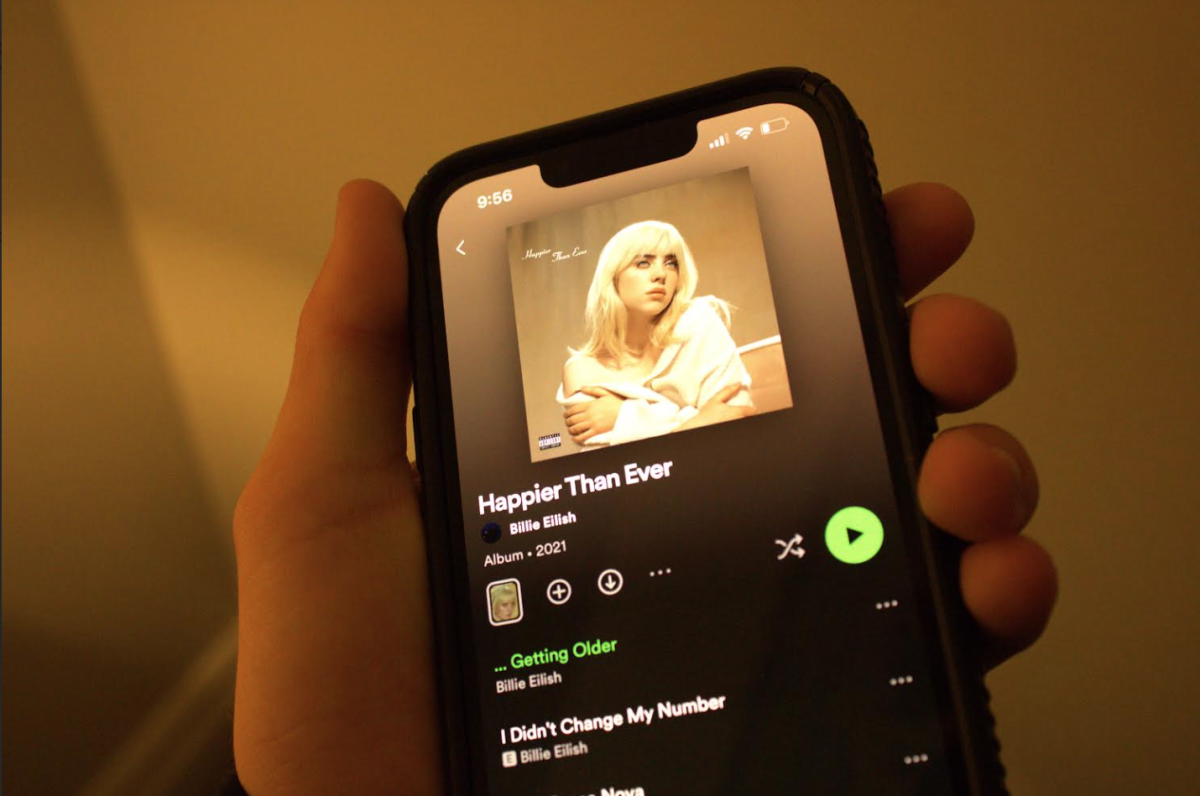 Photo of Billie Eilish's album "Happier Than Ever" on Spotify.