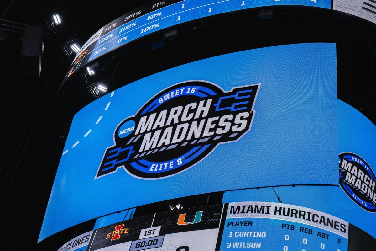 Photo of Big Screen at a March Madness game. (Photo courtesy of unsplash.com)