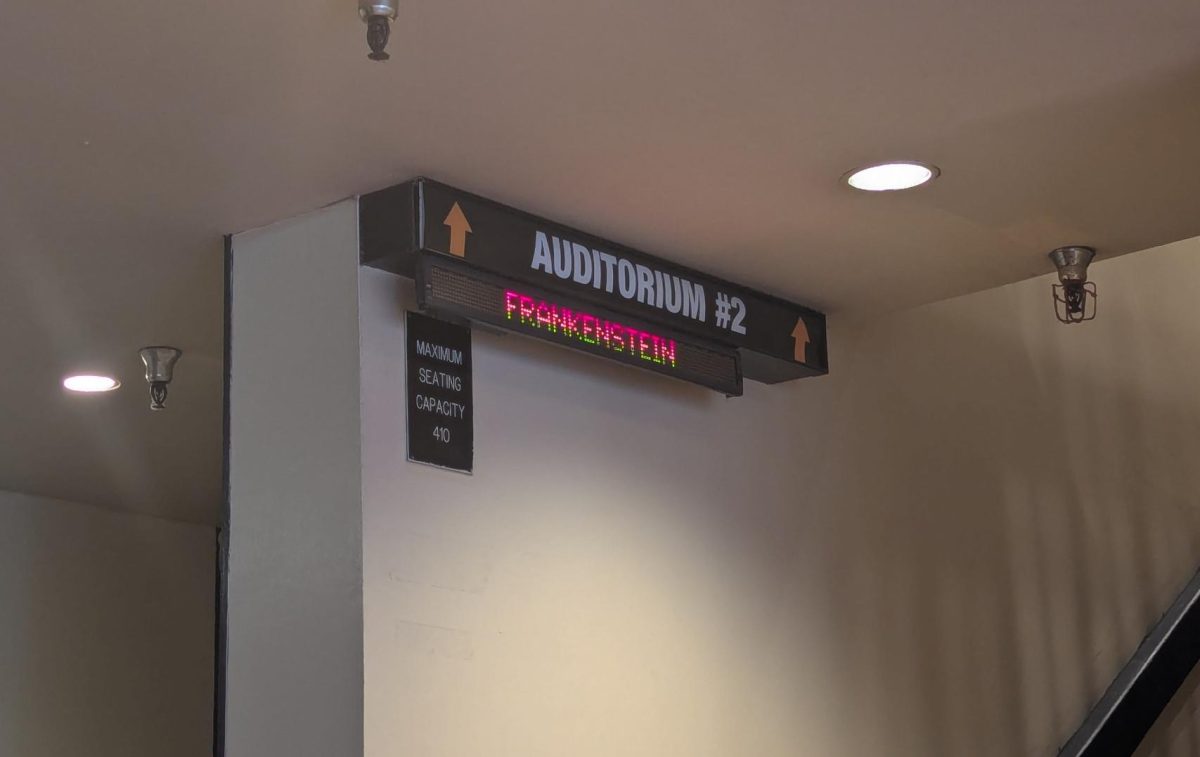 An auditorium showing sign for "Frankenstein" at the Park Twin theater 
