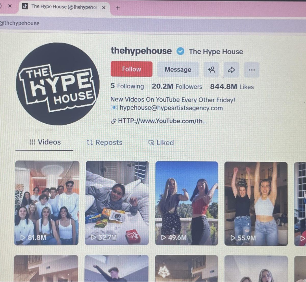 Image of the Hype House Tiktok Page