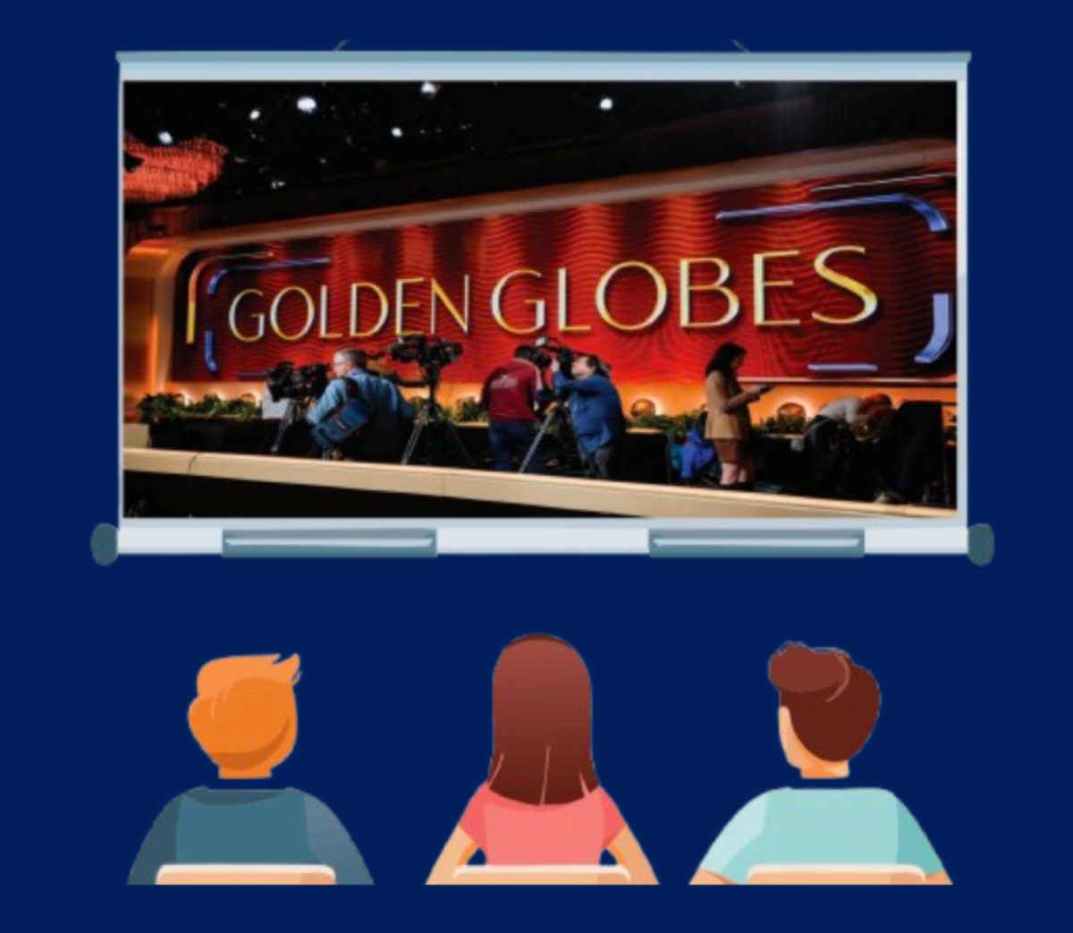 Picture of people watching an award show.